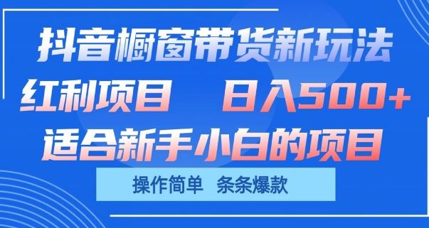 抖音橱窗带货新玩法，单日收益几张，操作简单，条条爆款【