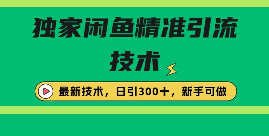 独家闲鱼引流技术，日引300＋实战玩法