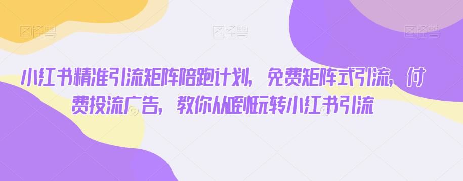 小红书精准引流矩阵陪跑计划，矩阵式引流，付费投流广告，教你从0到1玩转小红书引流