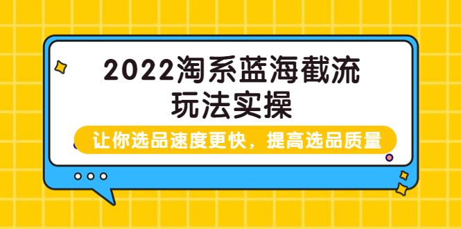 2022淘系蓝海截流玩法实操