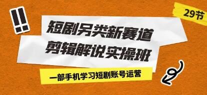 《短剧另类新赛道剪辑解说实操班》一部手机学习短剧账号运营