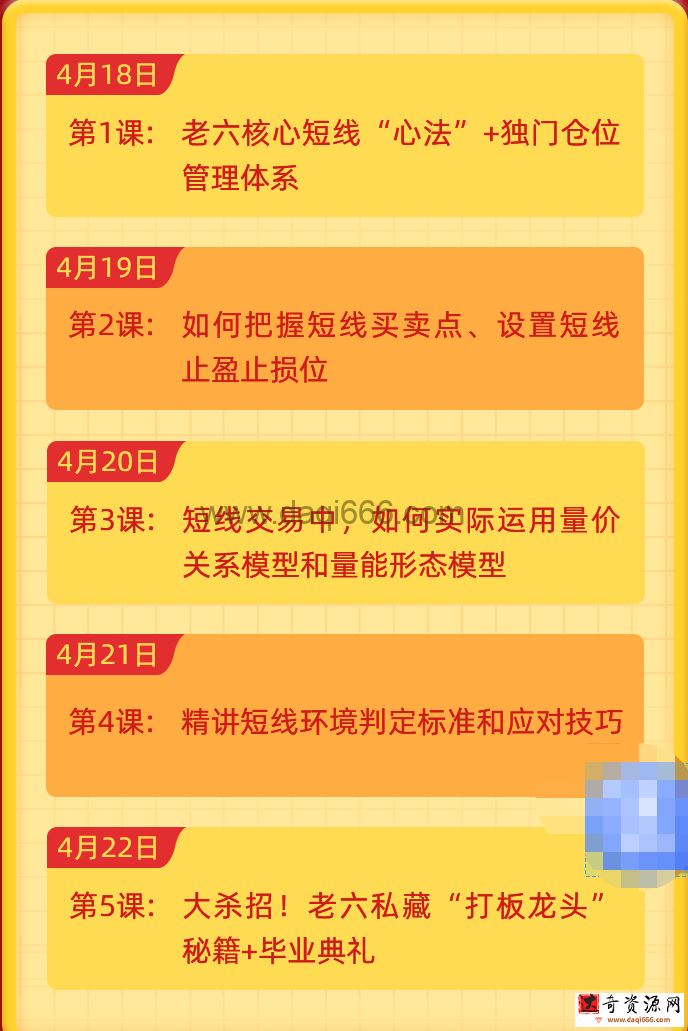 短线猎手特训营，5节精华课帮你搭建“老六短线体系“