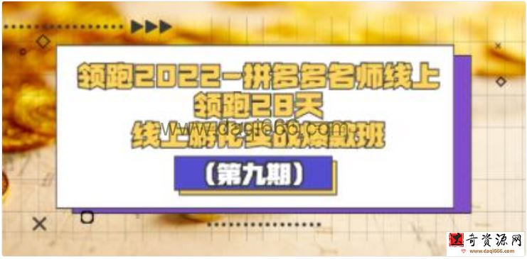 《拼多多名师线上领跑28天》线上孵化实战爆款班（第九期）