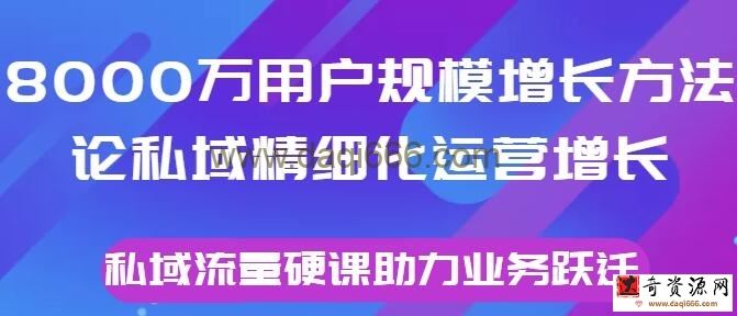 《8000万用户规模增长方法论》私域精细化运营增长，私域流量硬课助力业务跃迁