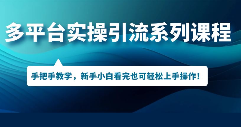 多平台实操引流系列课程，手把手教学，新手小白看完也可轻松上手引流操作！