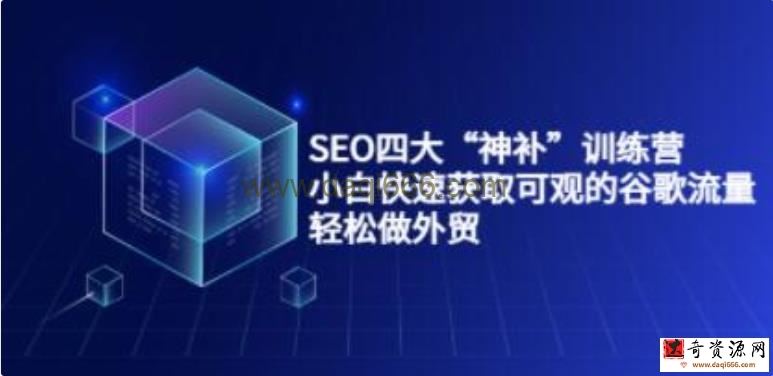 《外贸SEO四大“神补”训练营》小白快速获取可观的谷歌流量，轻松做外贸