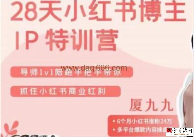 厦九九《28天小红书博主IP特训营》第6期，抓住小红书商业红利