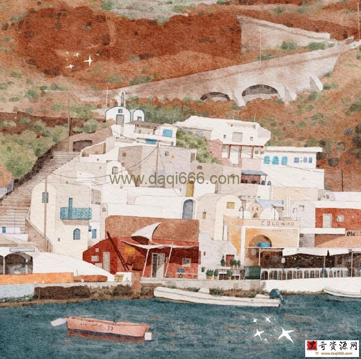 冷风ipad插画课水彩风景进阶2021年9月结课【画质一般有笔刷】