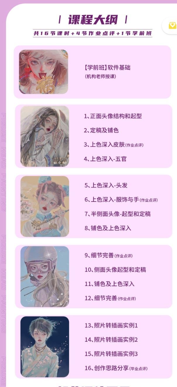 【98S0679【插画喵-VIP课】定向风格-iPad人物头像特训班（第九季）】