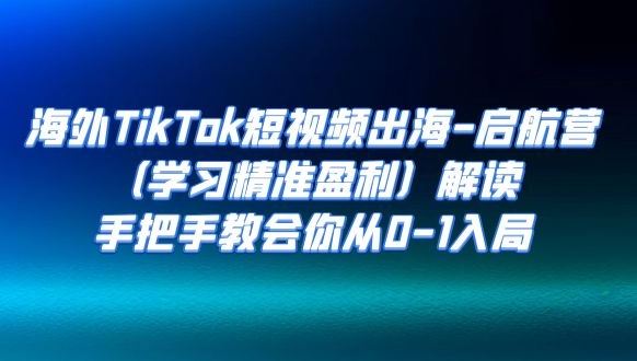 海外TikTok短视频出海-启航营(学习精准盈利)解读,手把手教会你从0-1入局