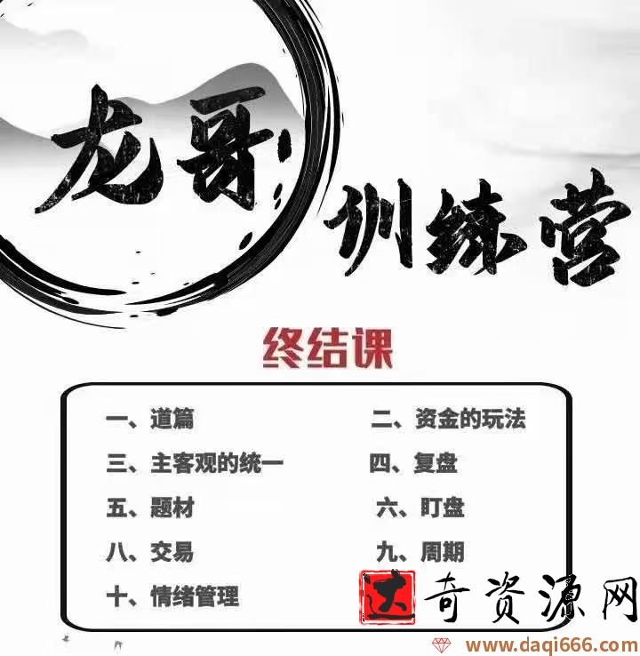 游资混江龙,龙哥训练营《游资训练营2021第三期·终结课》