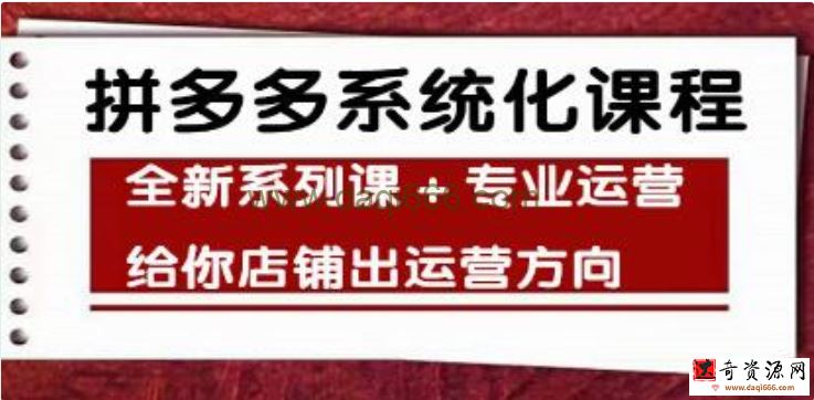 《拼多多系统化课程》全新系列课+专业运营，给你店铺出运营方向