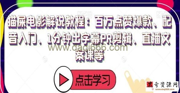 电影解说教程：爆款视频、配音、PR剪辑、文案等全程实战案例解析