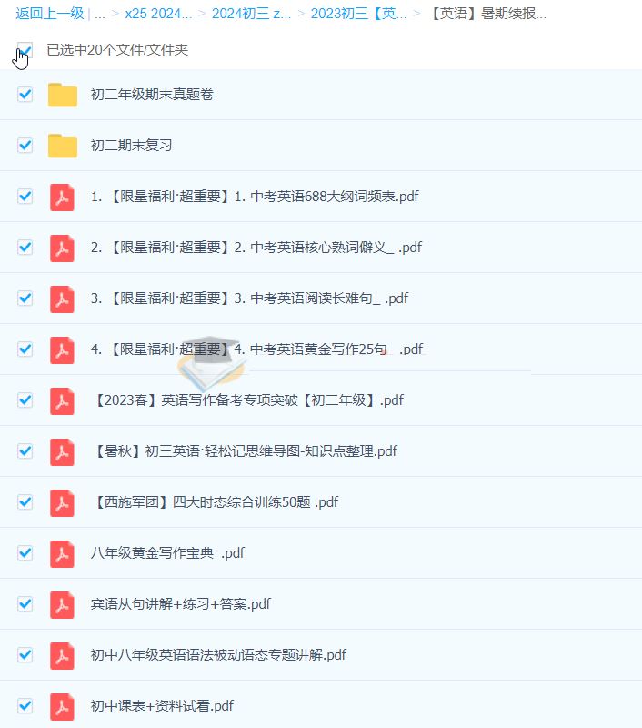 2024初三中考英语 暑期续报资料