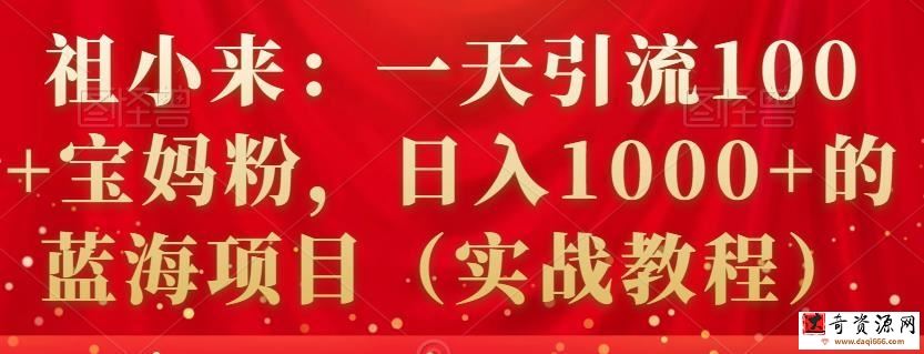 祖小来：一天引流100+宝妈粉，日入1000+的蓝海项目（实战教程）