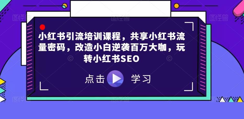 小红书引流培训课程，共享小红书流量密码，改造小白逆袭百万大咖，玩转小红书SEO