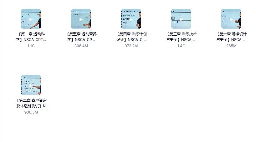 【瑜伽健身上新】【084 NSCA-CPT 线上备考辅导视频课程 理论部分】
