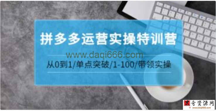 青云《拼多多运营实操特训营》从0到1单点突破,1-100带领实操
