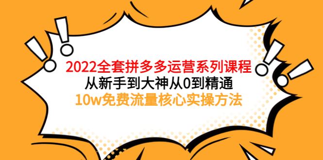 拼多多全套核心实操课程