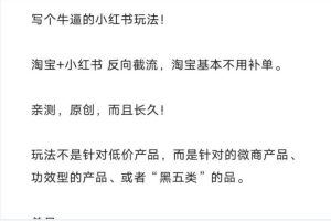 超NB的小红书单品玩法，淘宝+小红书反向截流（文档）