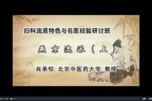 妇科流派特色与名医经验研讨班：肖承悰-广州中医药大学（全14讲·完整版）