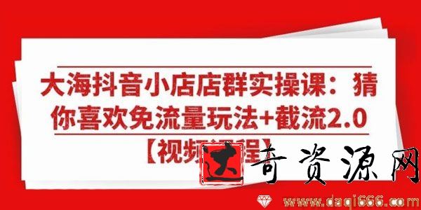 大海《抖音小店店群实操课》免流量玩法+截流2.0