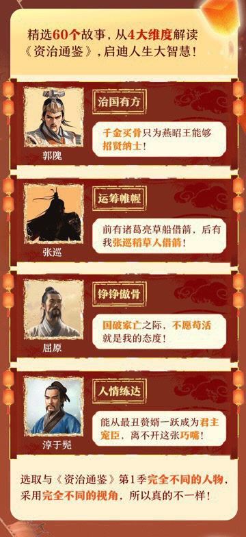 ????【更新】少年得到【会员免费】 ????《一听就入迷的“资治通鉴”》60个故事读透人生大智慧-置身历史长河，看权相谋臣如何创造不可思议的历史。
