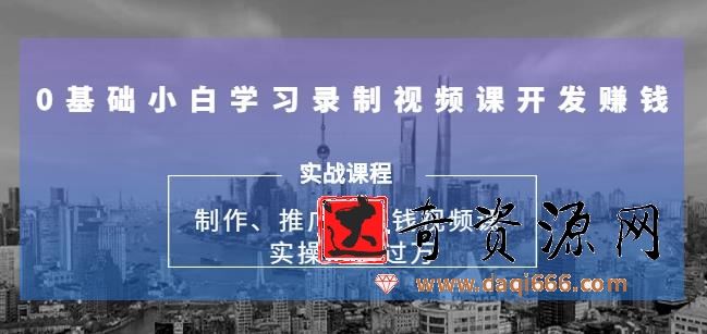 实操月入过万的网课制作、推广、赚钱，0基础学习录制视频课赚钱