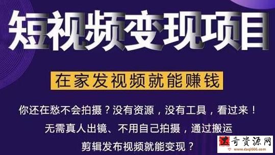 随风短视频变现项目：从0到1教你打造爆款短视频变现，在家发视频就能赚钱