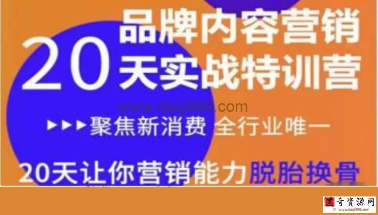 《品牌内容营销实战特训营》20天让你营销能力脱胎换骨