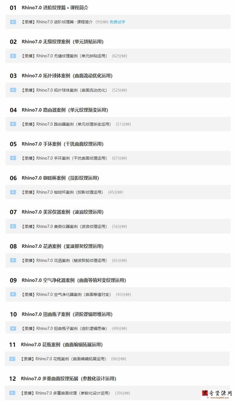 云尚Rhino7.0 进阶纹理篇高清教程有素材