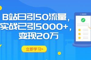 B站日引50流量，实战已引5000+，变现20万