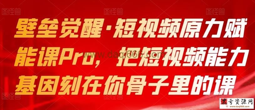 壁垒觉醒短视频原力赋能课Pro，把短视频能力基因刻在你骨子里的课