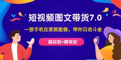 《抖音短视频图文带货7.0》基础班+精英班 一部手机在家就能做