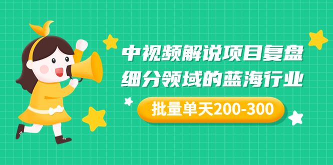 【短视频抖店蓝海暴利区】 【102 某付费文章「中视频解说项目复盘：细分领域的蓝海行业，批量单天200-300收益」】