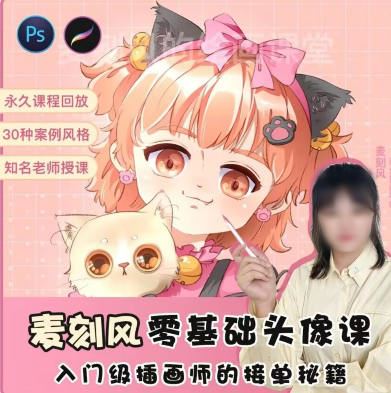 麦刻风2022零基础头像课ipad入门商业插画接单