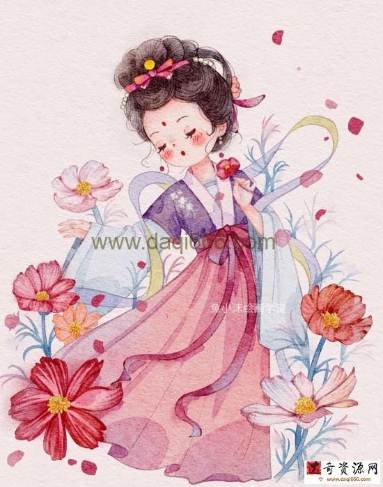 鱼小沫2022年5月萌萌古风ipad插画课【画质高清有笔刷课件】