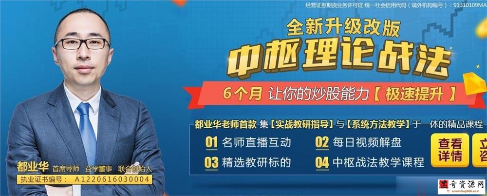 【都业华】都业华财富锦囊《中枢理论战法》中枢缠论实战视频
